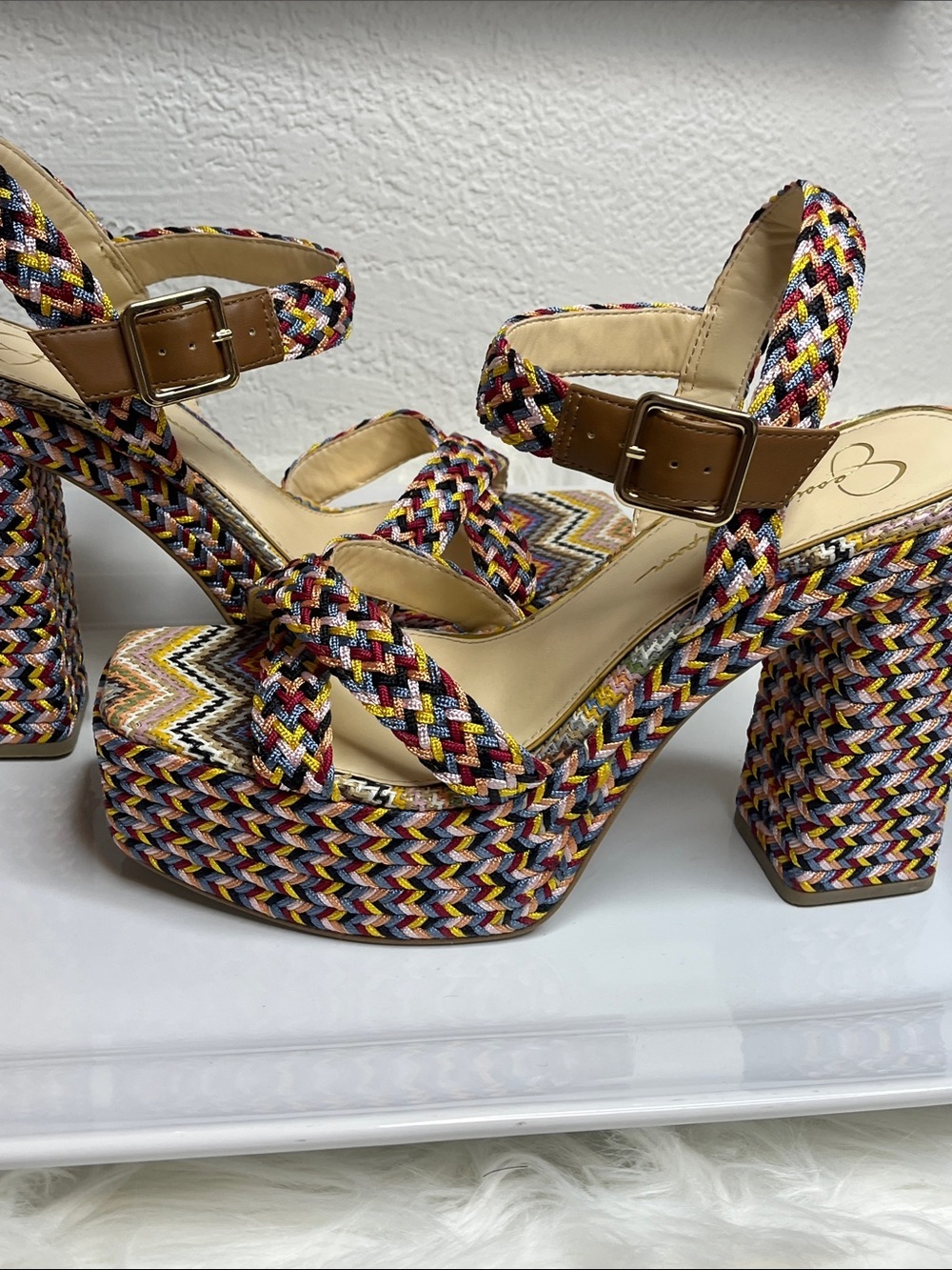 Jessica Simpson Multicolor Braided Platform Sandals - Picture 8 of 9